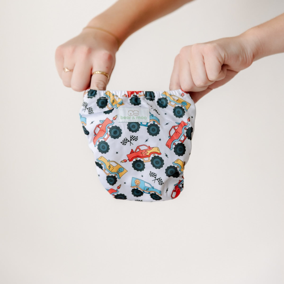 Bear & Moo Reusable Cloth Nappies | Demolition Derby Cloth Nappy | Newborn Reusable Nappy