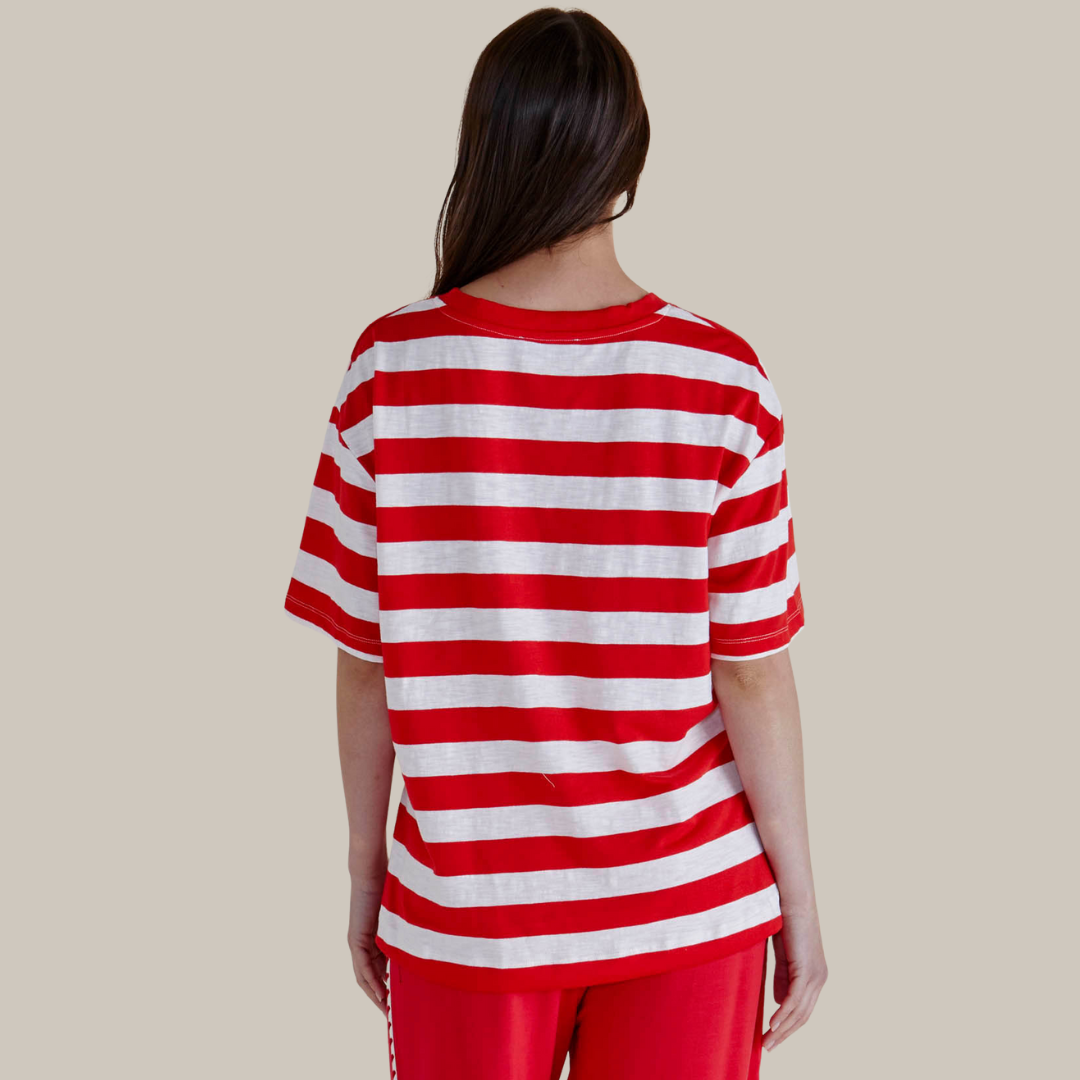 Betty Basics Relax Boxy Tee | Red Stripe available at Bear & Moo