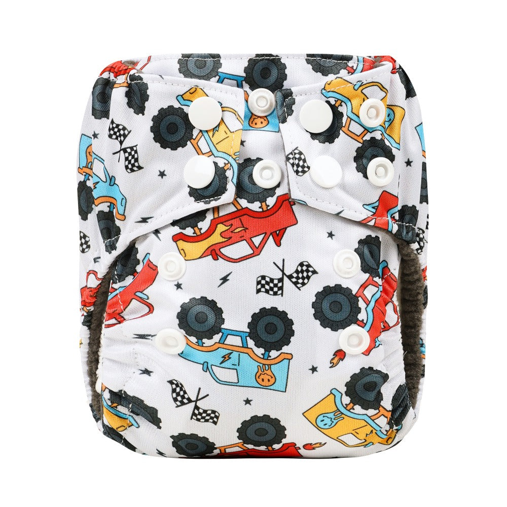 Bear & Moo Reusable Cloth Nappies | Demolition Derby Cloth Nappy | Newborn Reusable Nappy