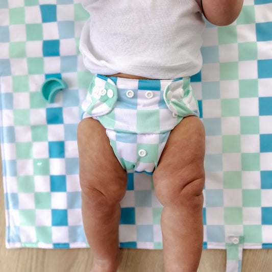 Coastal Checks Cloth Nappy | One Size Fits Most
