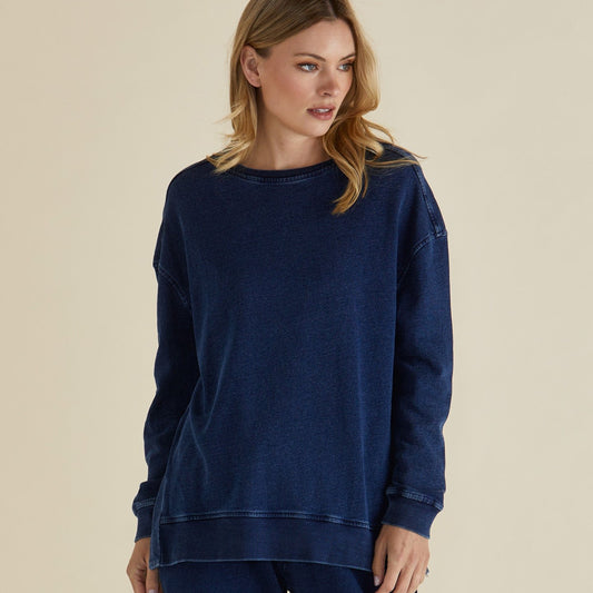 Betty Basics Easy Crew Sweater in Indigo Wash available at Bear & Moo