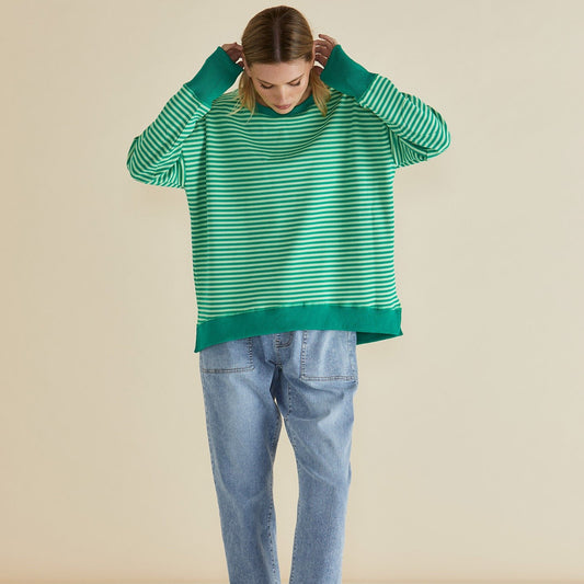 Betty Basics Cove Sweat in Green Stripe available at Bear & Moo