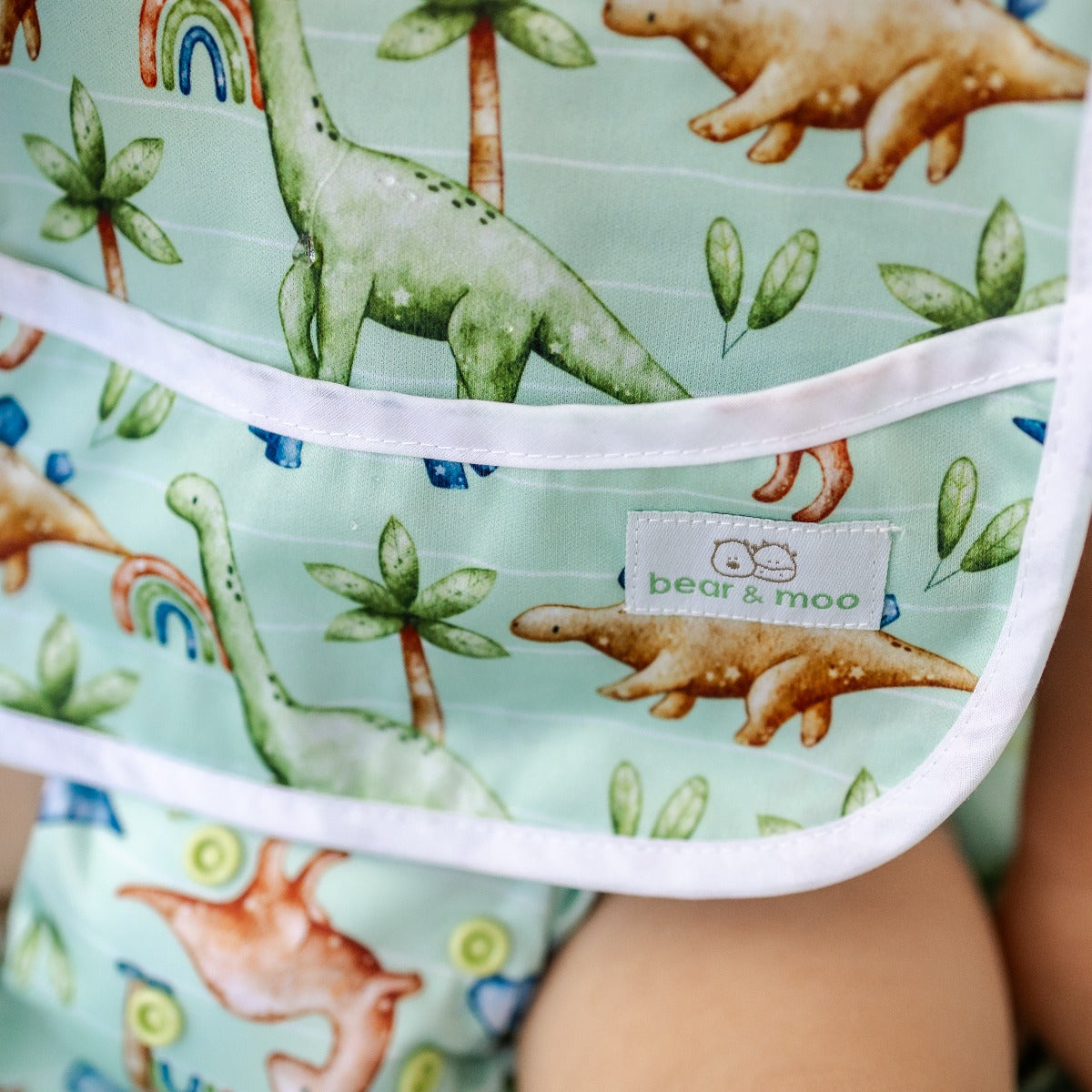 Bear & Moo Classic Bib | Waterproof Reusable Bib | Jurassic print