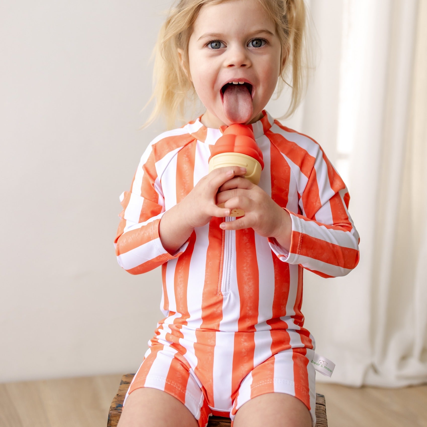 Bear & Moo Emerson Swimsuit | Kids Togs | Coral Stripe