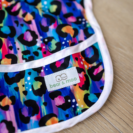 Bear & Moo Classic Bib | Bright Leopard