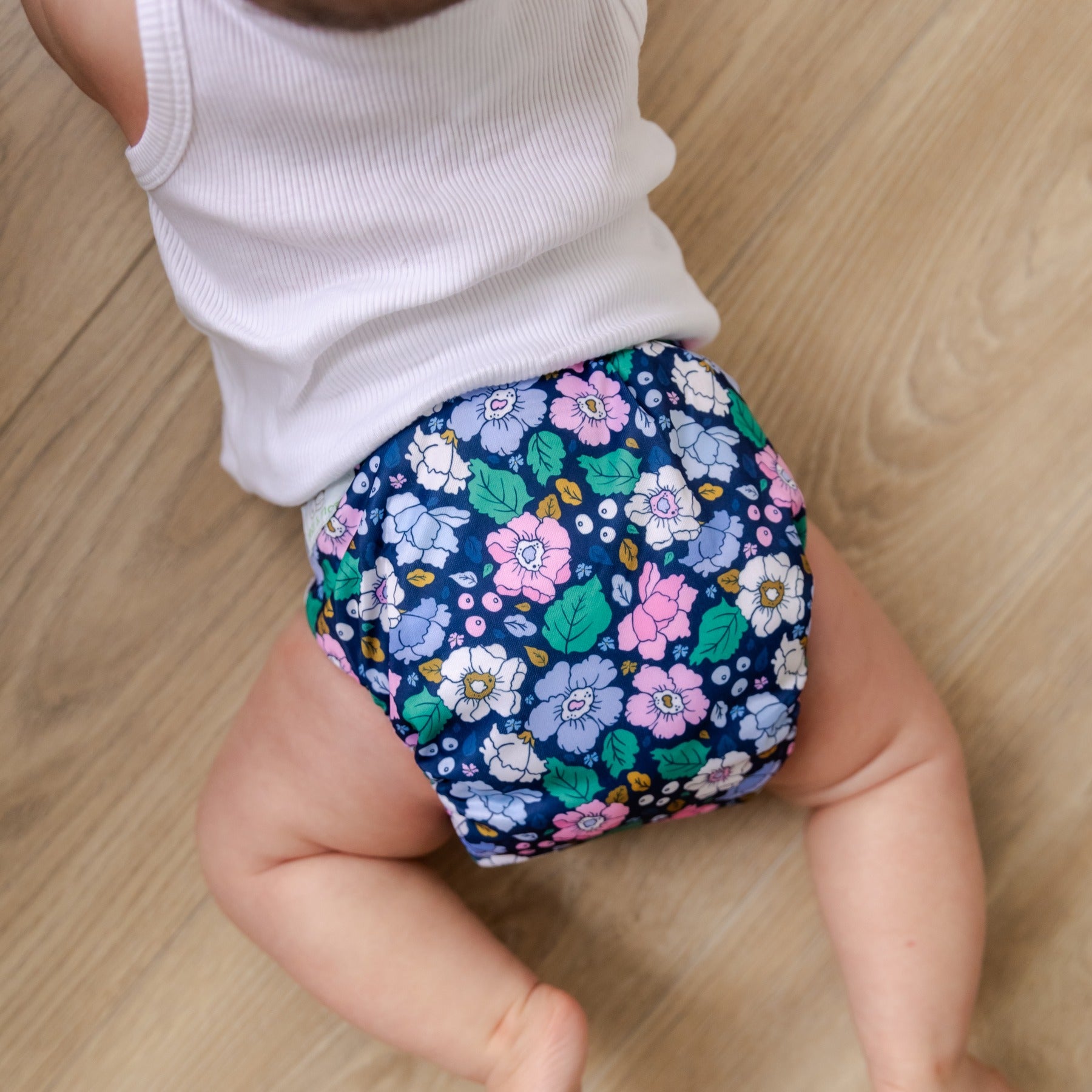 Bear & Moo Retro Vintage Blooms Cloth Nappy | One Size Fits Most