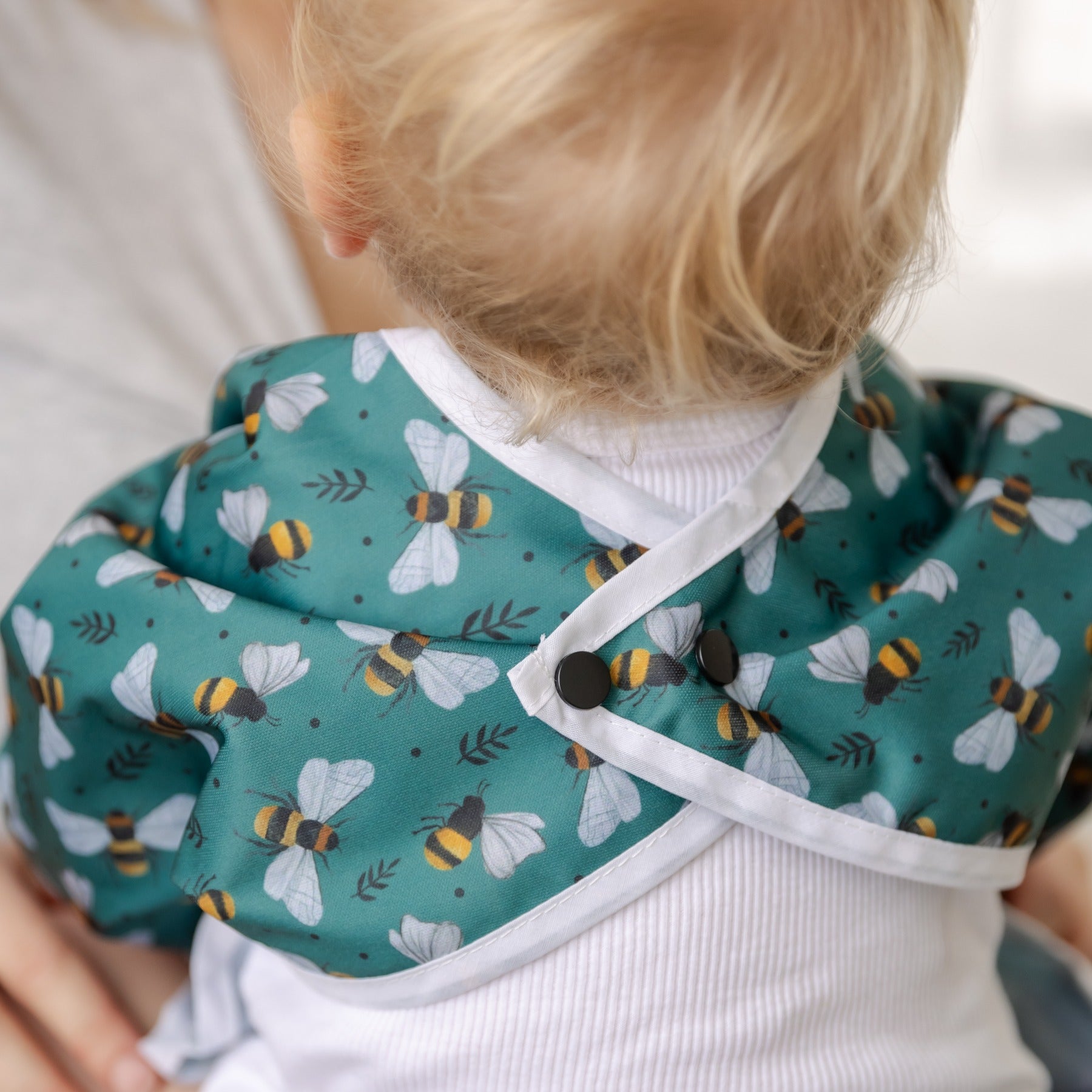 Bear & Moo Sleeved Bib | Bees & Leaves