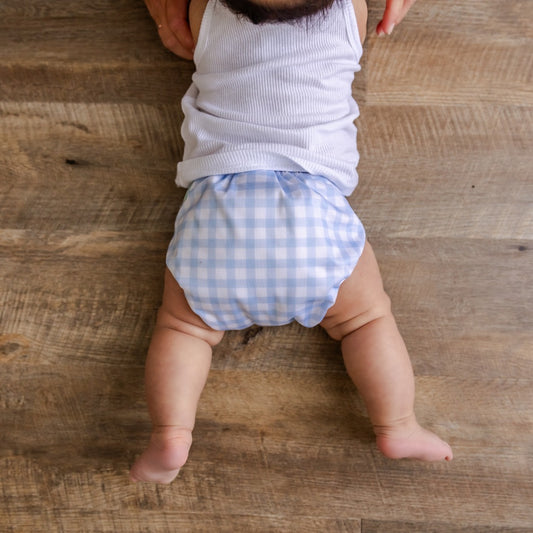 Cornflower Gingham Cloth Nappy | Large