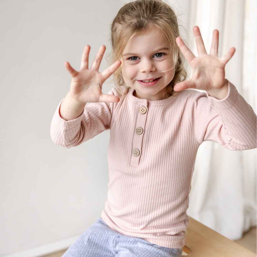 Hello Poppet Henley Ribbed Top available at Bear & Moo