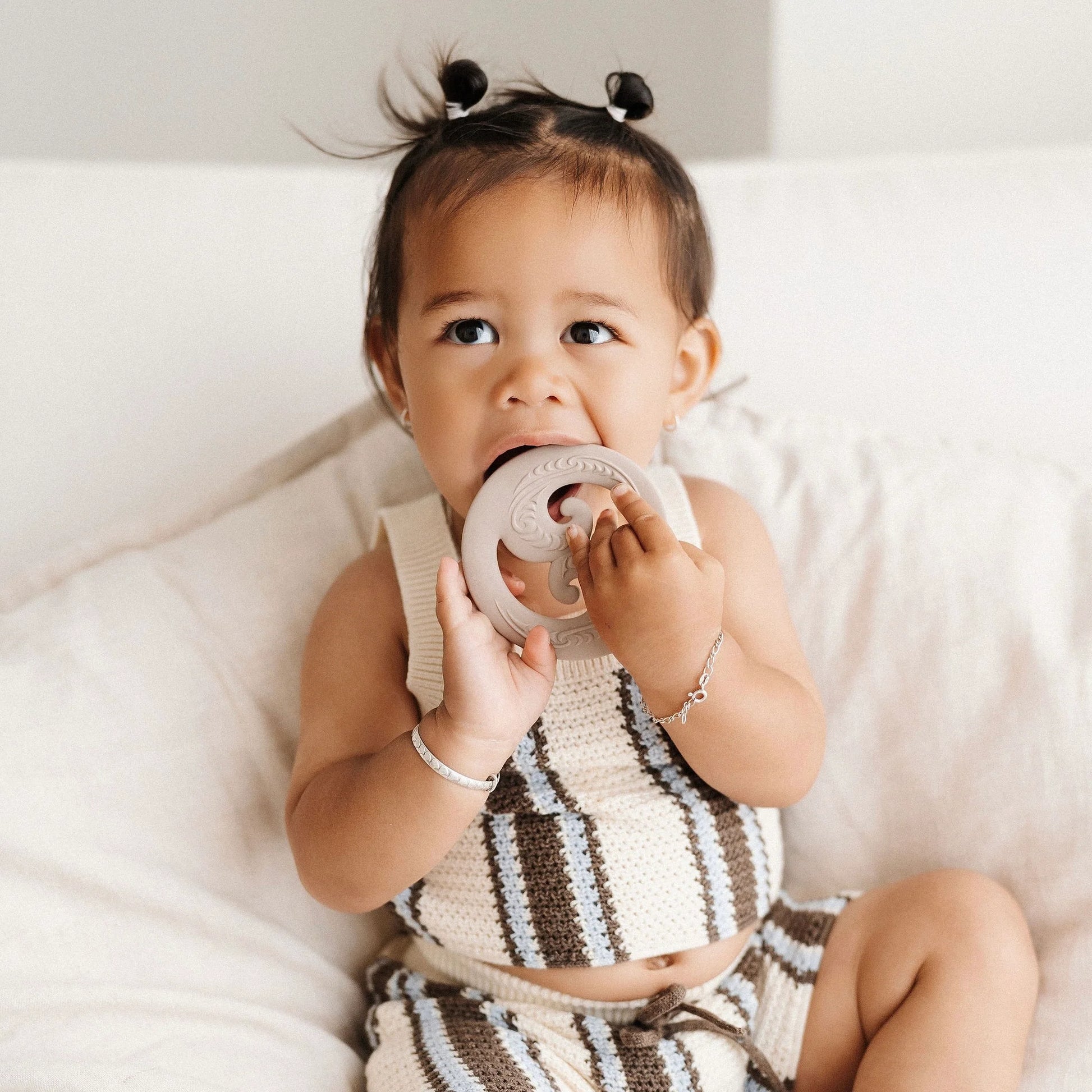 BO & KO Baby Koru Teether in Latte available at Bear & Moo