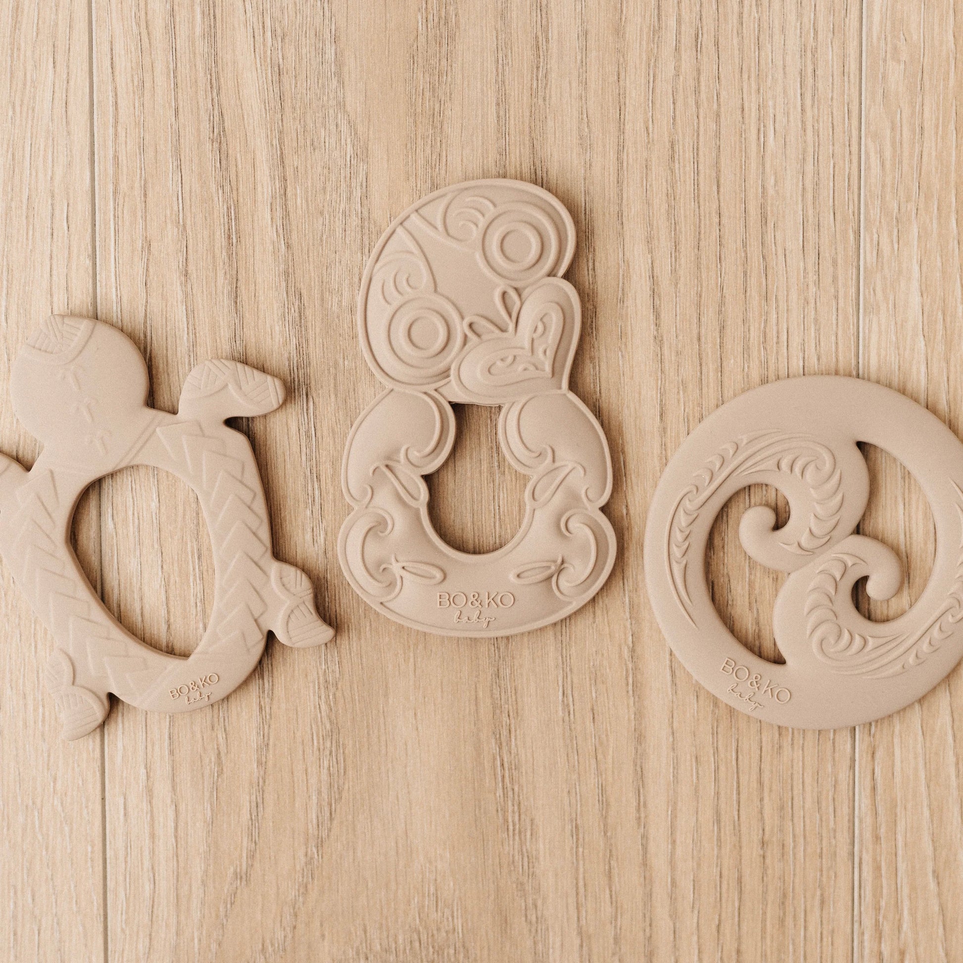 BO & KO Baby Koru Teether in Latte available at Bear & Moo