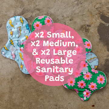 Reusable Sanitary Pad 6 Pack Bundle | Mixed Size