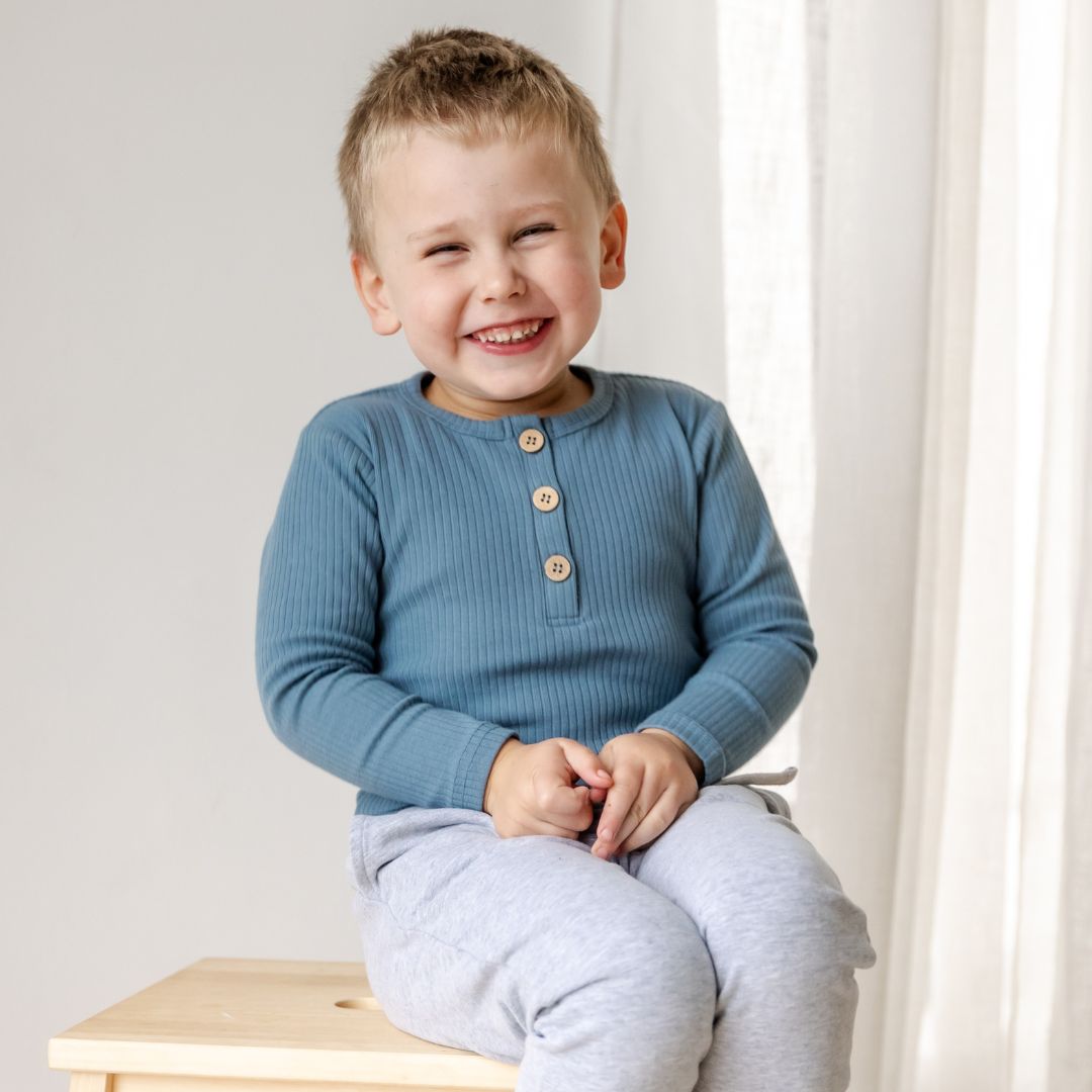 Hello Poppet Henley Ribbed Top available at Bear & Moo