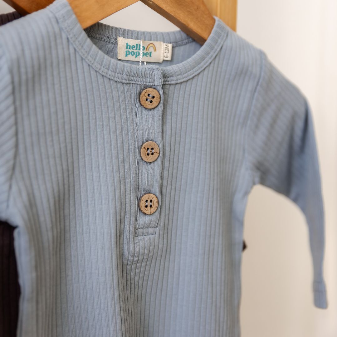 Hello Poppet Henley Ribbed Top available at Bear & Moo