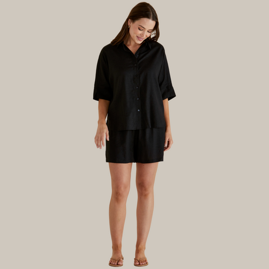 Betty Basics Lynwood Linen Shirt | Black available at Bear & Moo