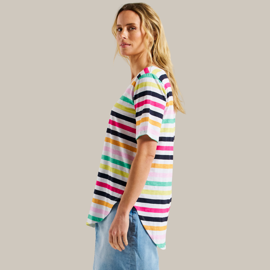 Betty Basics Ariana Tee | Rainbow Stripe available at Bear & Moo