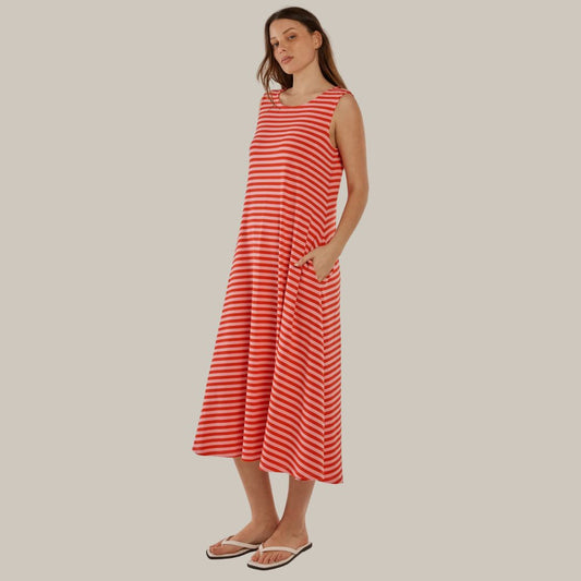 Betty Basics Sabrina Maxi Dress | Pink Red Stripe available at Bear & Moo