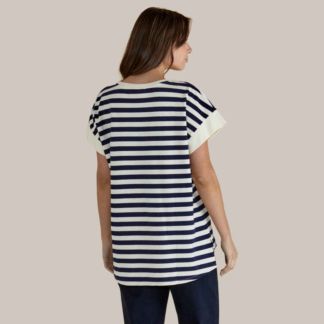 Betty Basics Willa Tee in Navy/Cream Stripe available at Bear & Moo