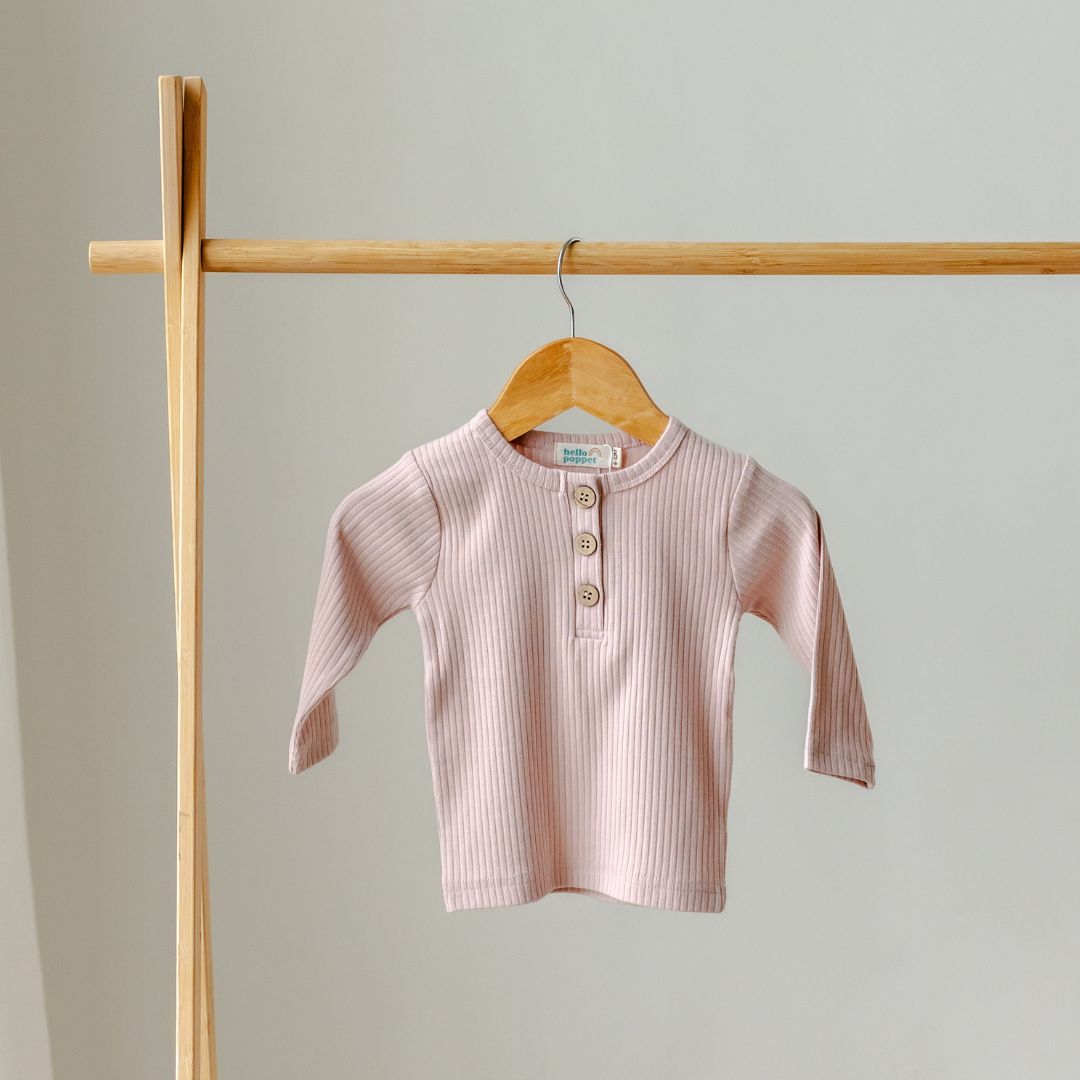 Hello Poppet Henley Ribbed Top available at Bear & Moo