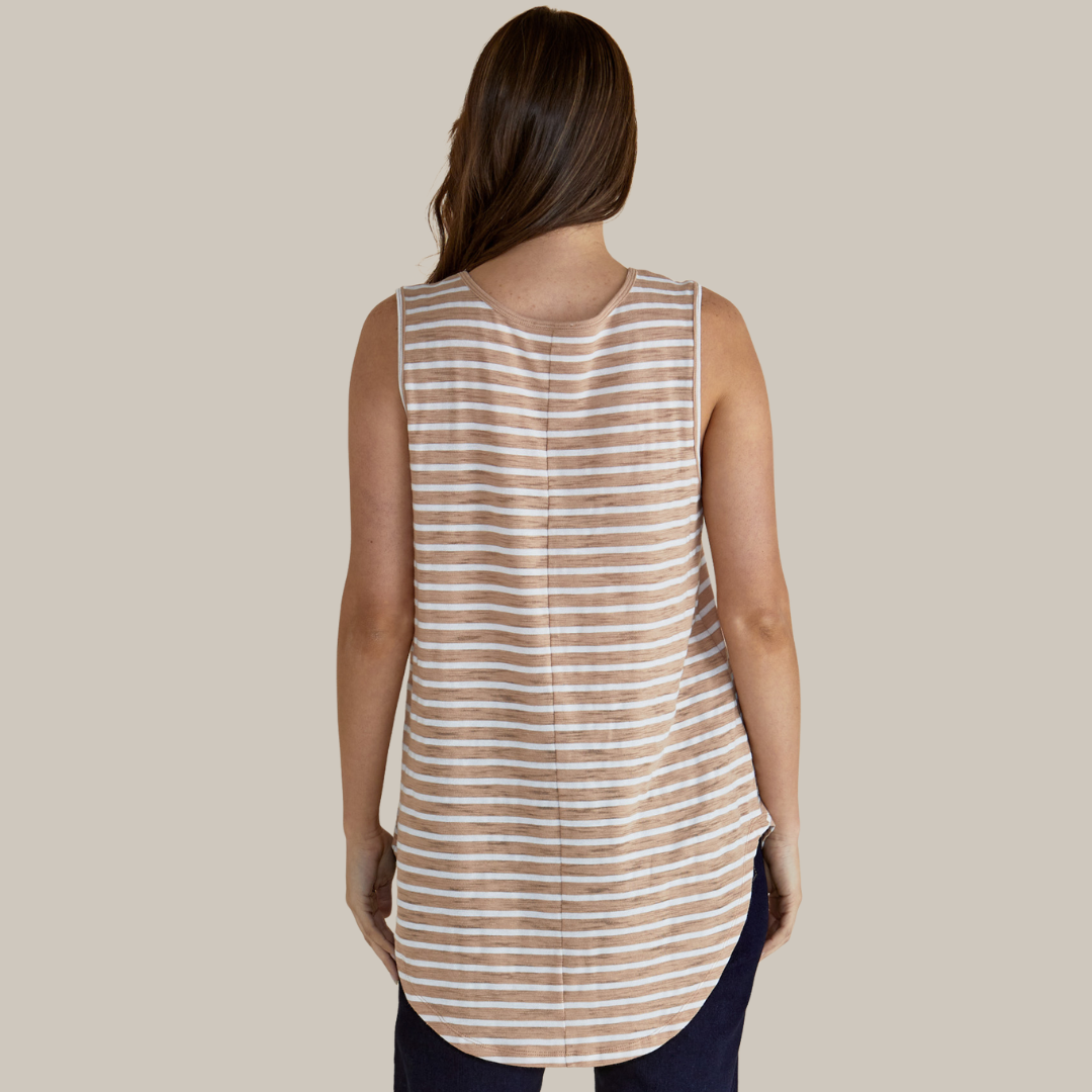 Betty Basics Keira Tank | Beige Stripe available at Bear & Moo