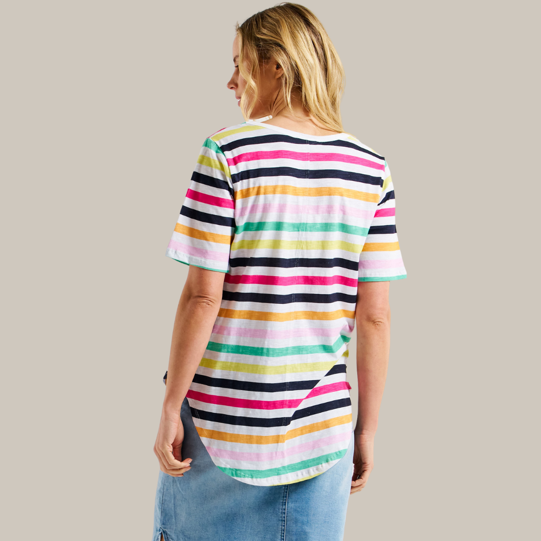 Betty Basics Ariana Tee | Rainbow Stripe available at Bear & Moo