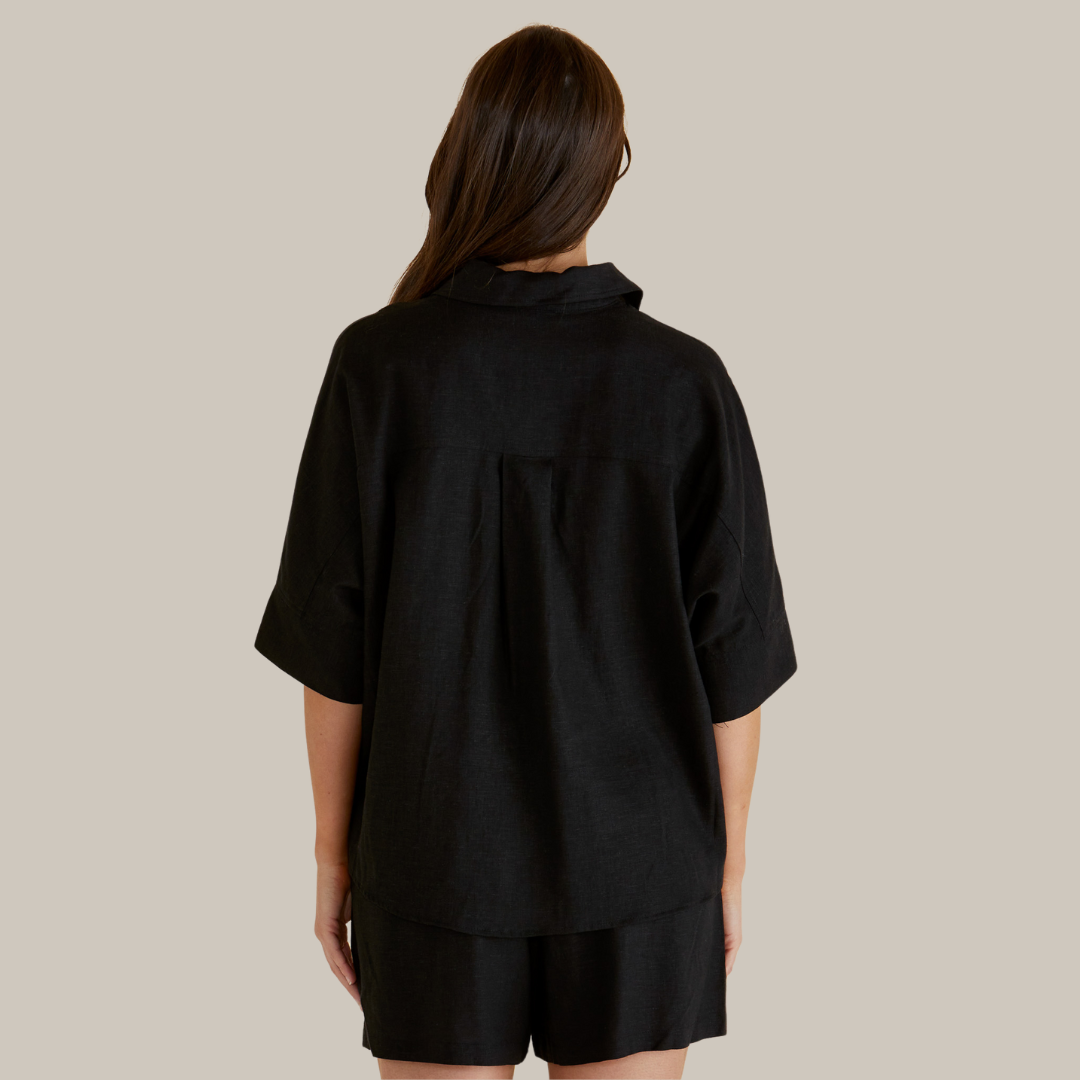 Betty Basics Lynwood Linen Shirt | Black available at Bear & Moo