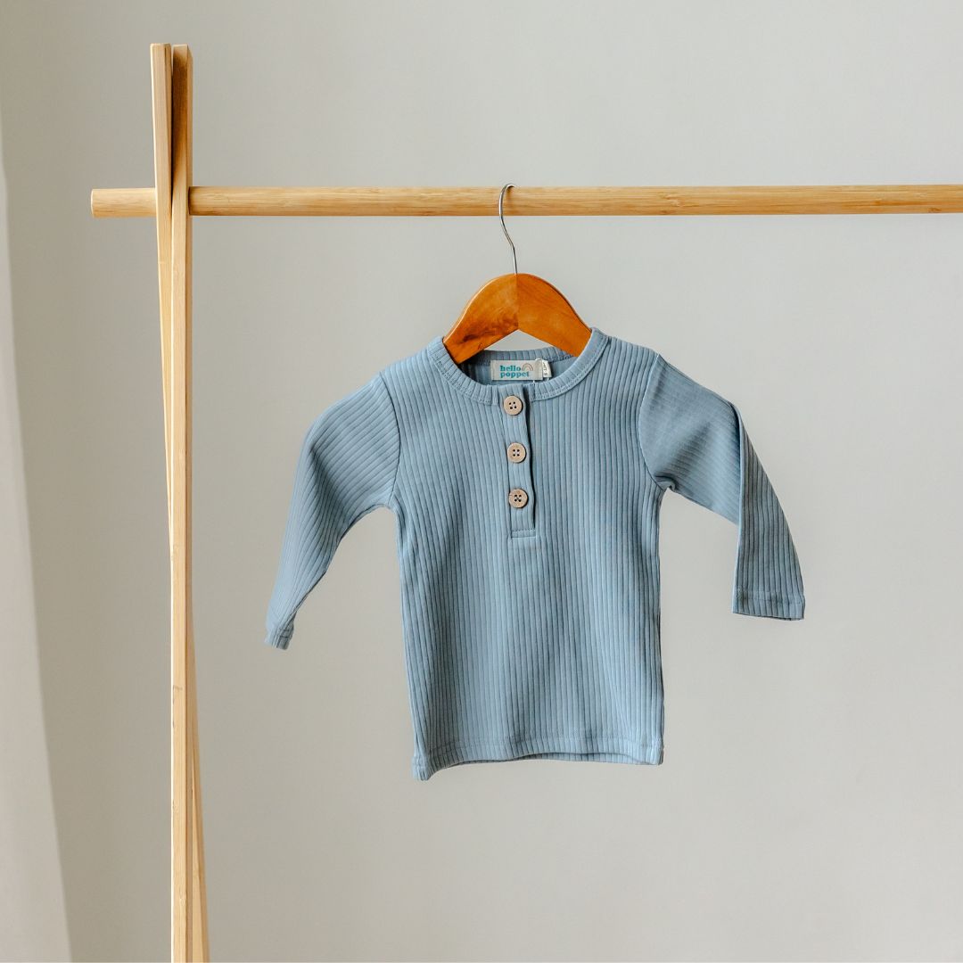 Hello Poppet Henley Ribbed Top available at Bear & Moo