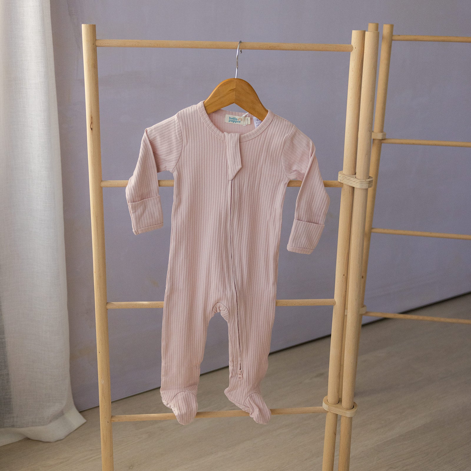 Hello Poppet Original Ribbed All in One | Longsleeve available at Bear & Moo