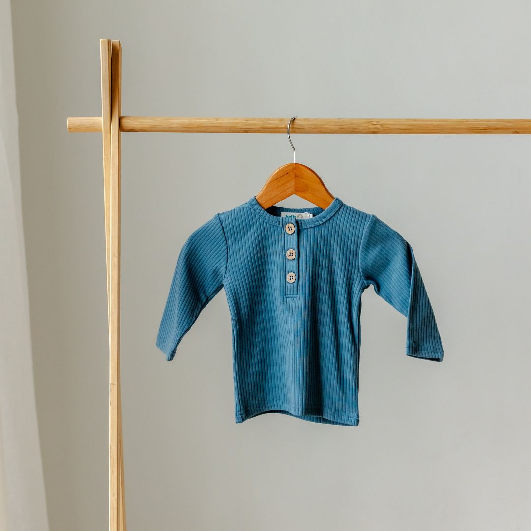 Hello Poppet Henley Ribbed Top available at Bear & Moo