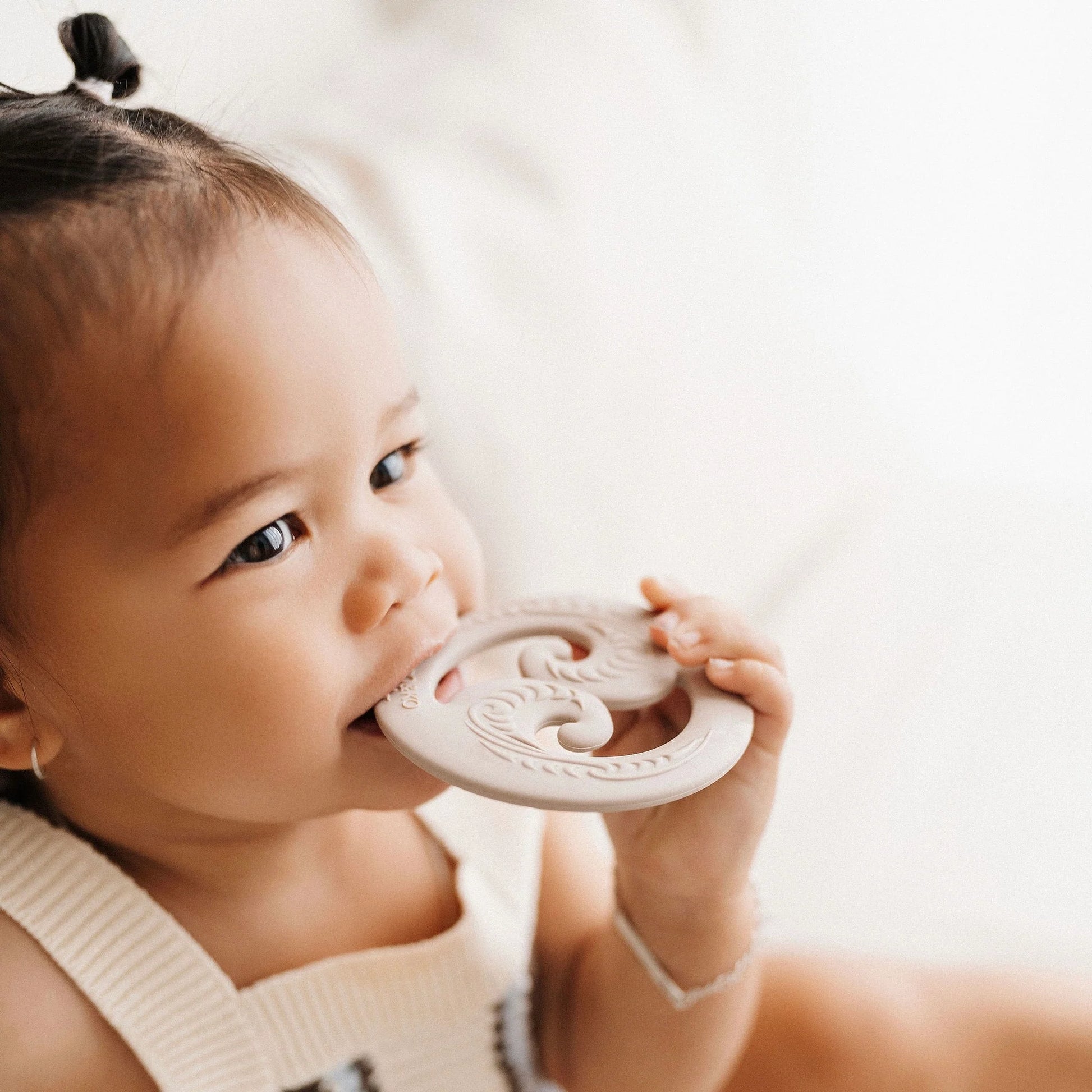 BO & KO Baby Koru Teether in Latte available at Bear & Moo
