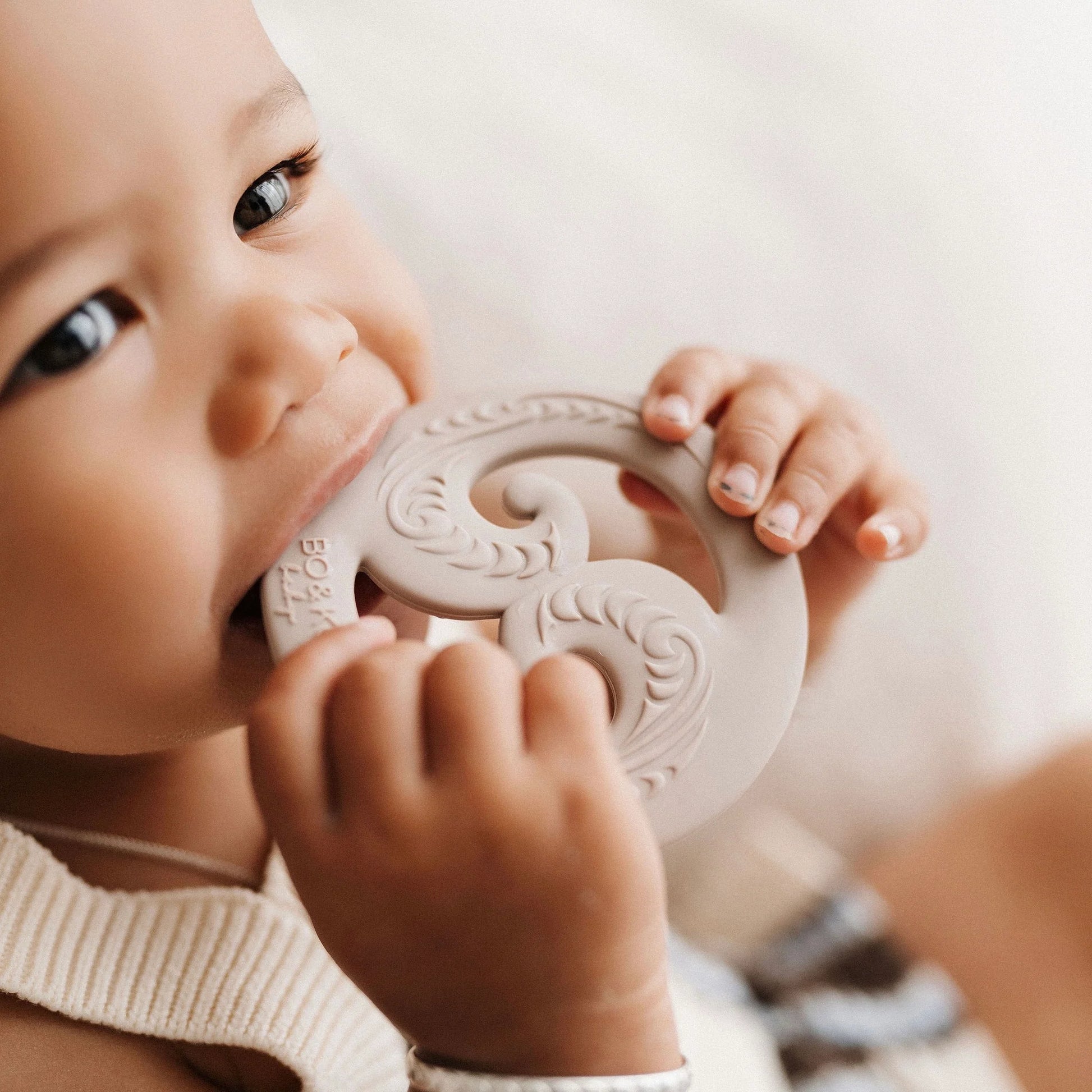 BO & KO Baby Koru Teether in Latte available at Bear & Moo