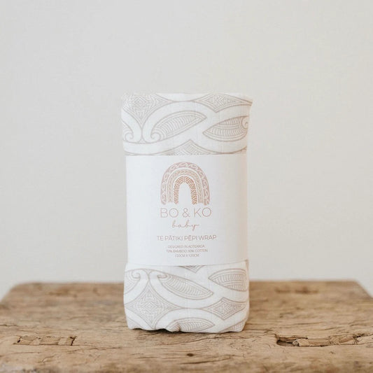 BO & KO Baby Te Pātiki Pēpi Wrap | Mocha available at Bear & Moo