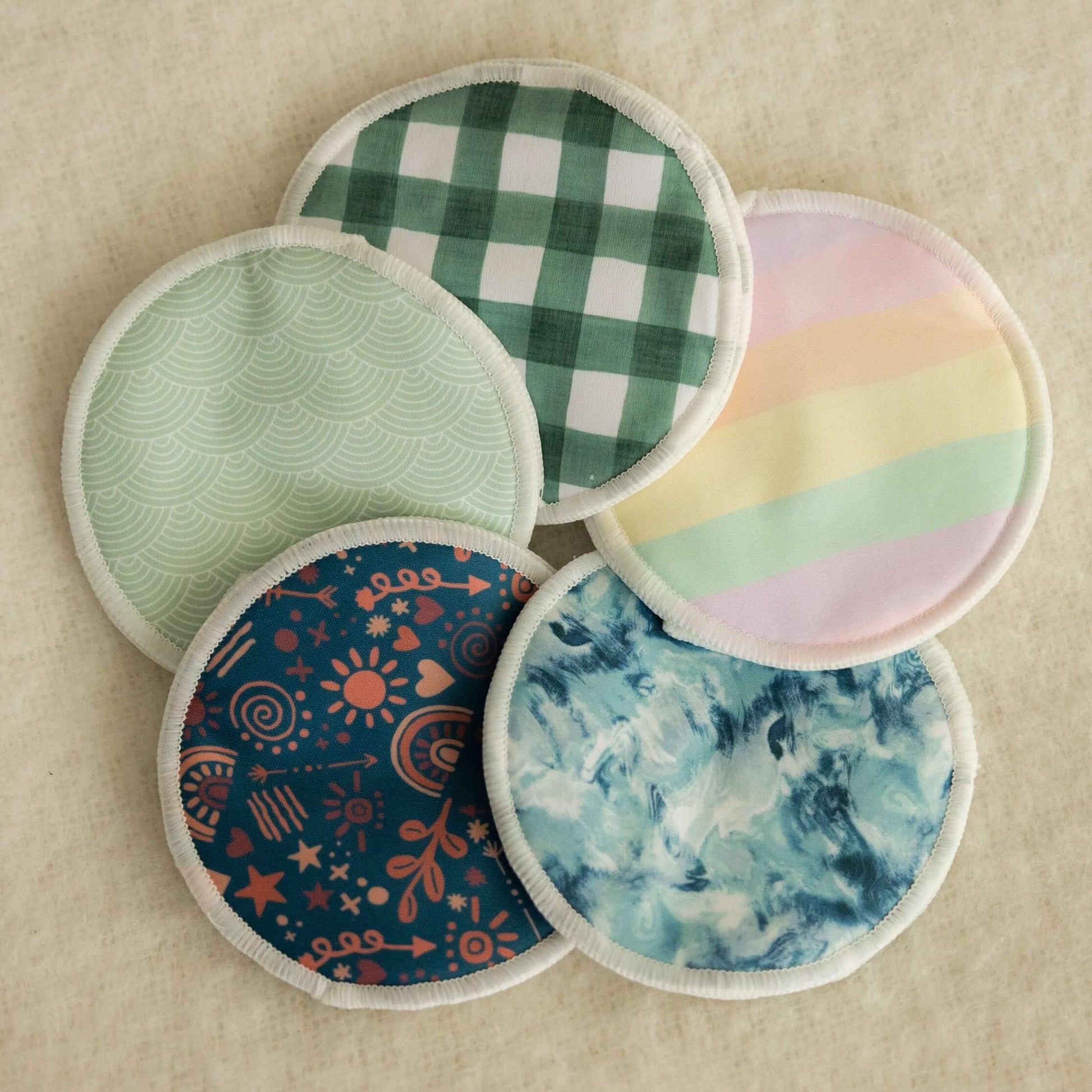 Scalloped Mint Breast Pads available at Bear & Moo