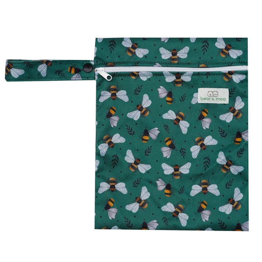 Bear & Moo Medium Wet Bag | Bees & Leaves