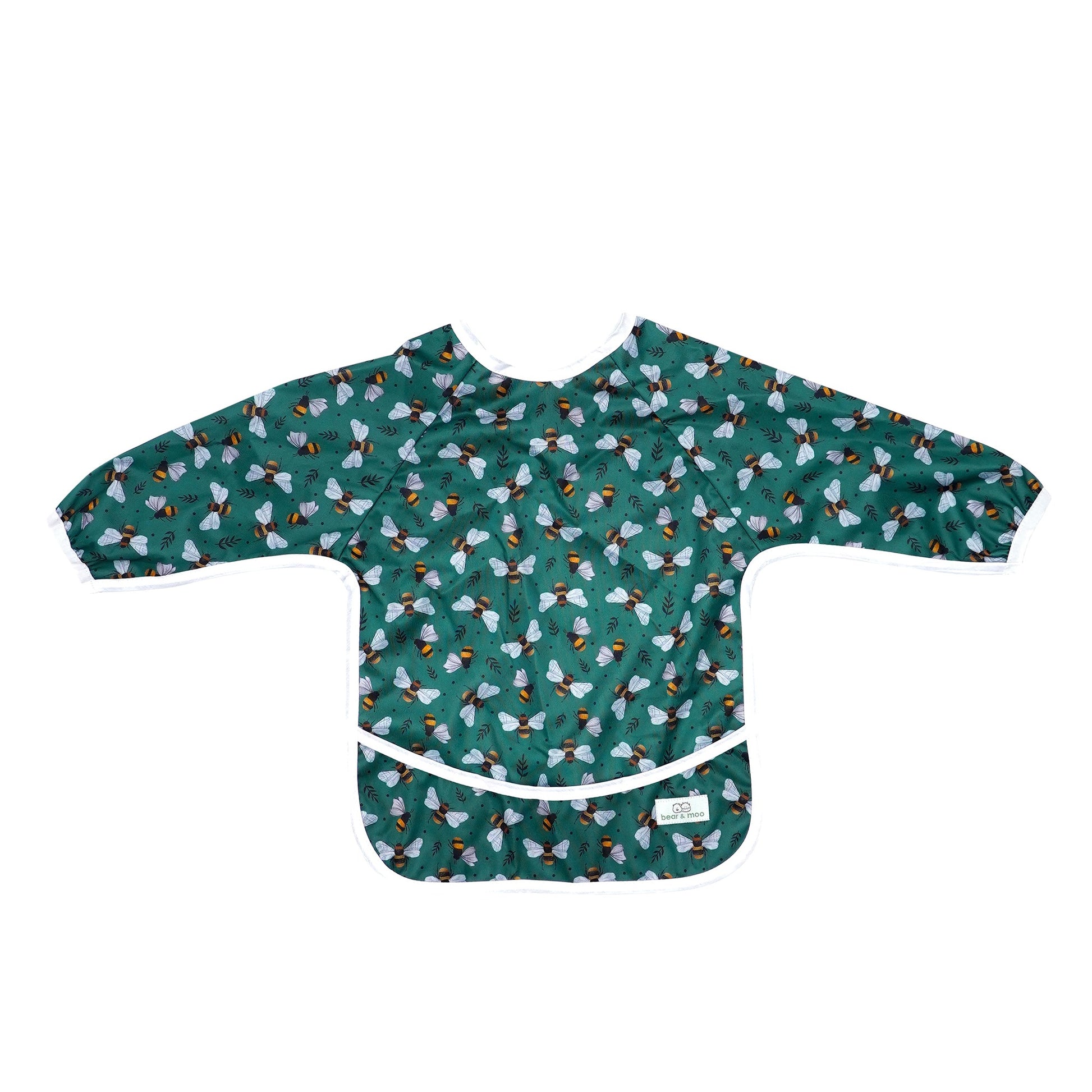 Bear & Moo Sleeved Bib | Bees & Leaves