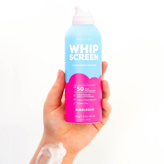 Barefoot Labs WhipScreen SPF50 | Bubblegum Sunscreen Mousse available at Bear & Moo