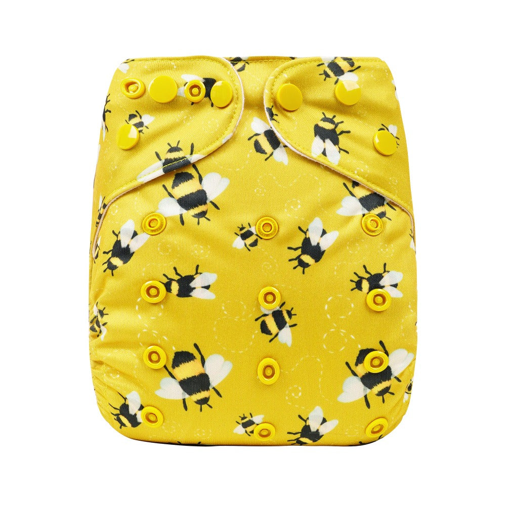 Bear & Moo Reusable Cloth Nappy | One Size Fits Most Nappy | Busy Bees print