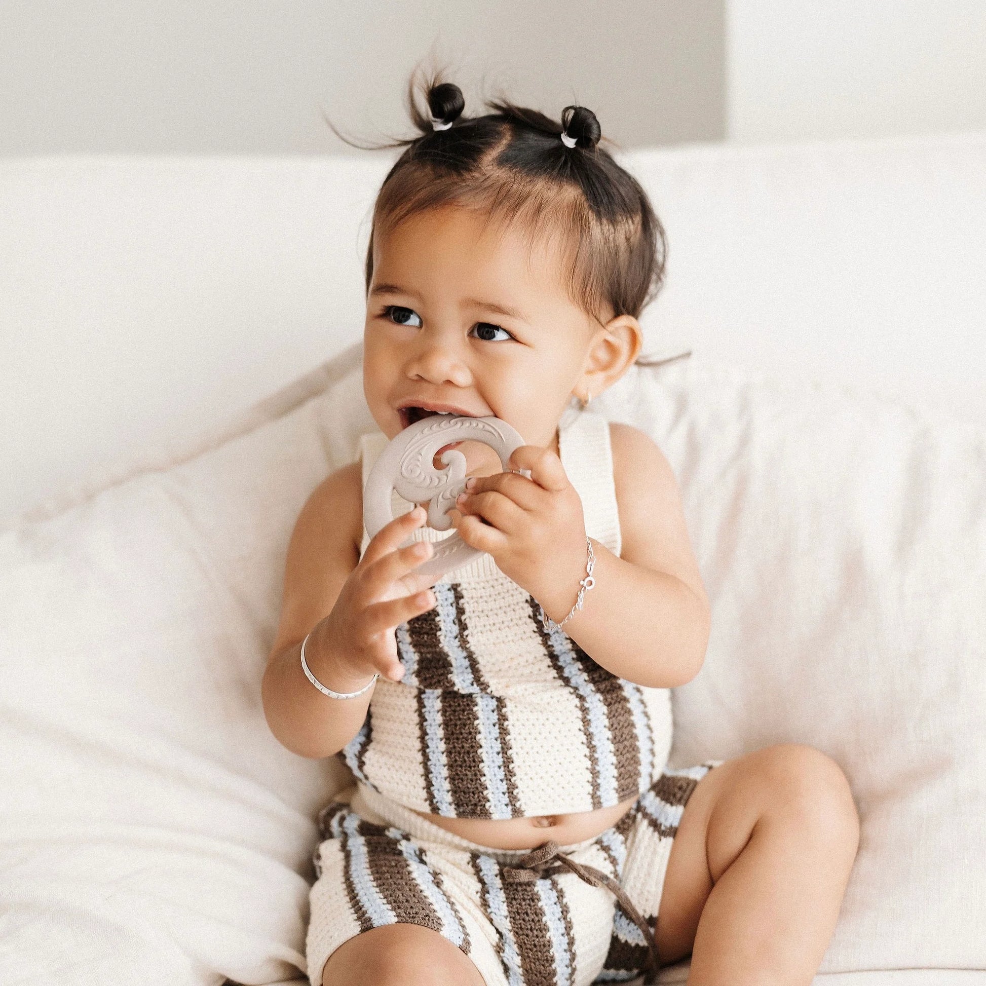 BO & KO Baby Koru Teether in Latte available at Bear & Moo
