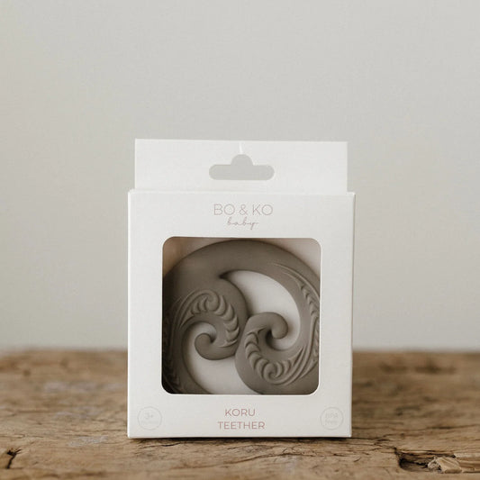 BO & KO Baby Koru Teether | Olive available at Bear & Moo