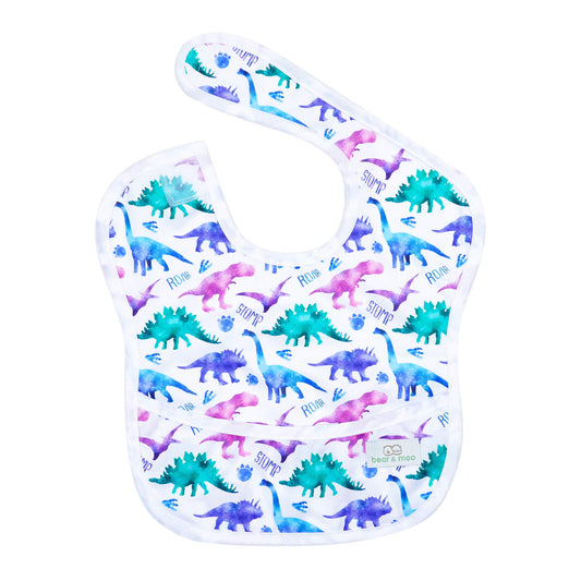 Bear & Moo Classic Bib in Dino Stomp print