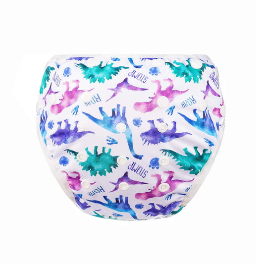 Bear & Moo Reusable Swim Nappy in Dino Stomp print