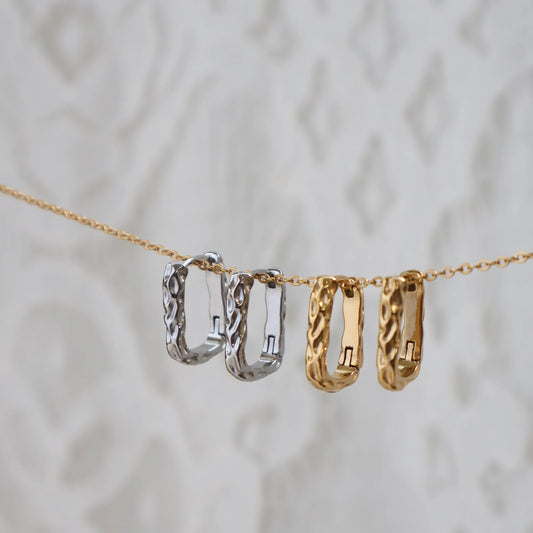 Katyb Jewellery Crater Hoop Earrings available at Bear & Moo in Gold and Silver