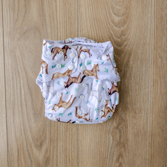 Bear & Moo Reusable Large Cloth Nappy | Horses