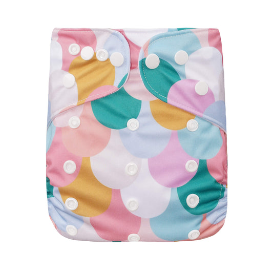 Bear & Moo One Size Fits Most Reusable Cloth Nappy in Mermaid Scales