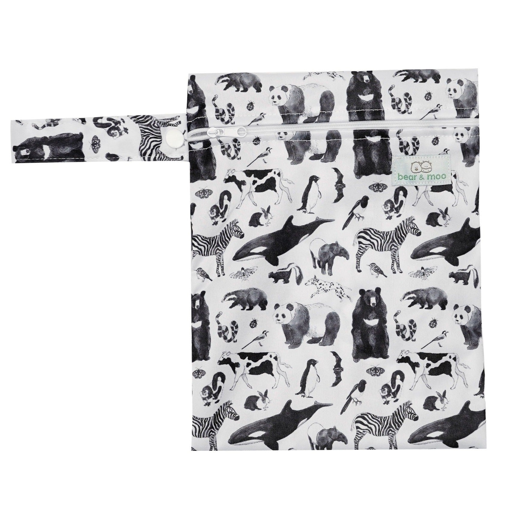 Bear & Moo Medium Wet Bag | Monochrome Animals