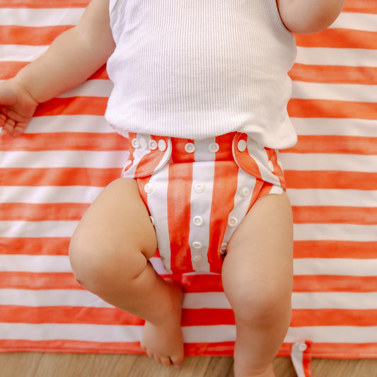 Coral Stripes Cloth Nappy | One Size Fits Most