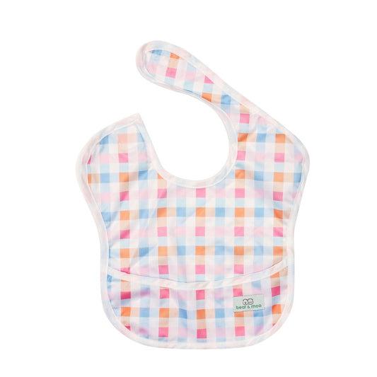 Bear & Moo Classic Bib | Pastel Plaid