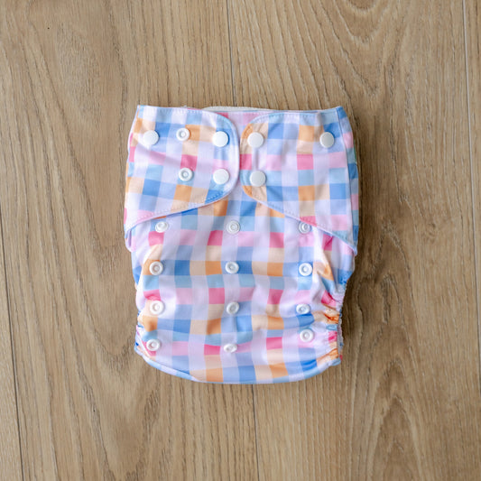  Bear & Moo Reusable Cloth Nappy | Large Pastel Plaid