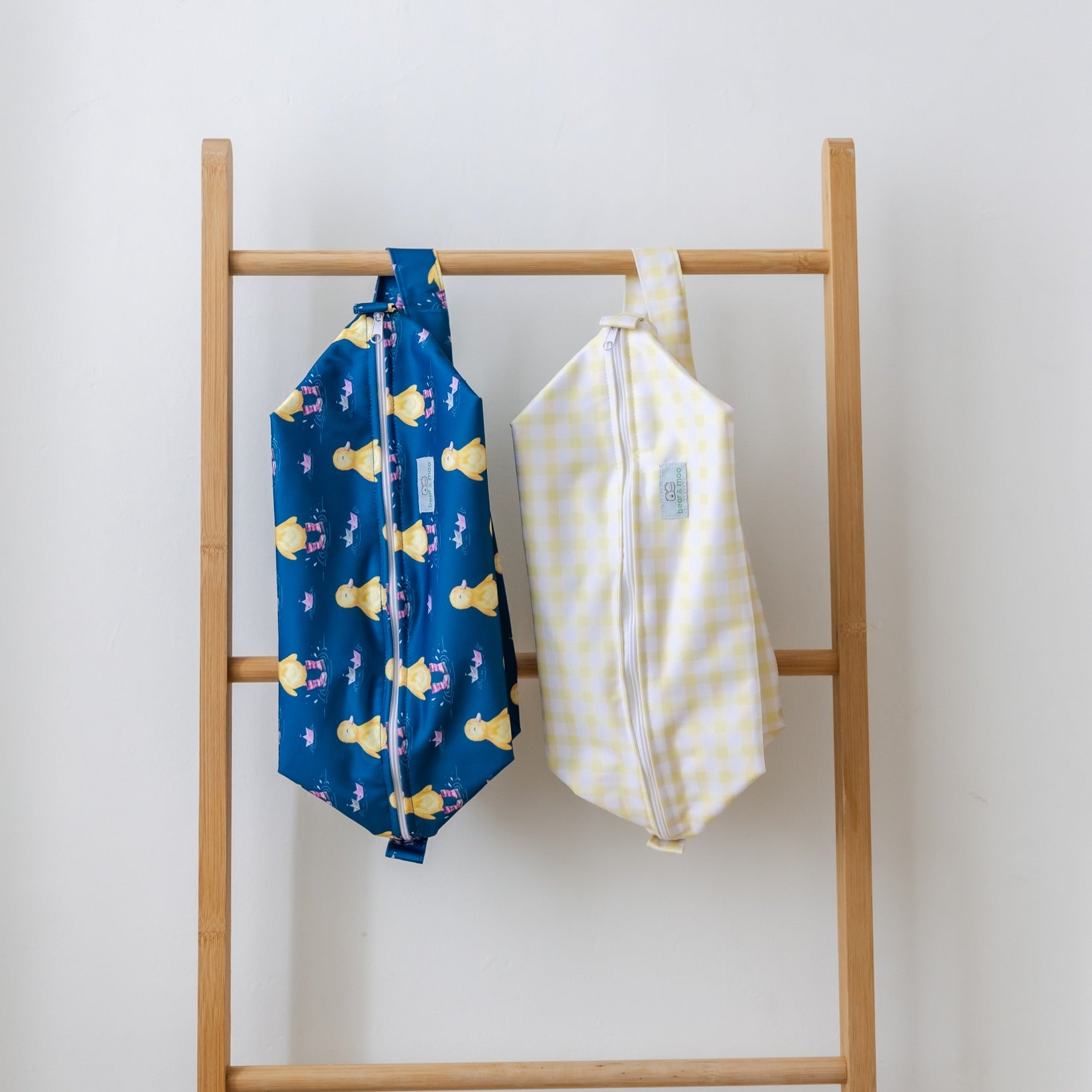 Bear & Moo Nappy Pod in Lemonade Gingham print