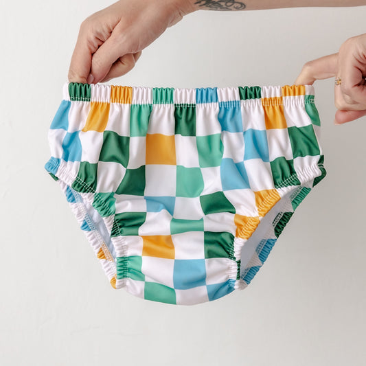 Retro Checkerboard Large Swim Nappy